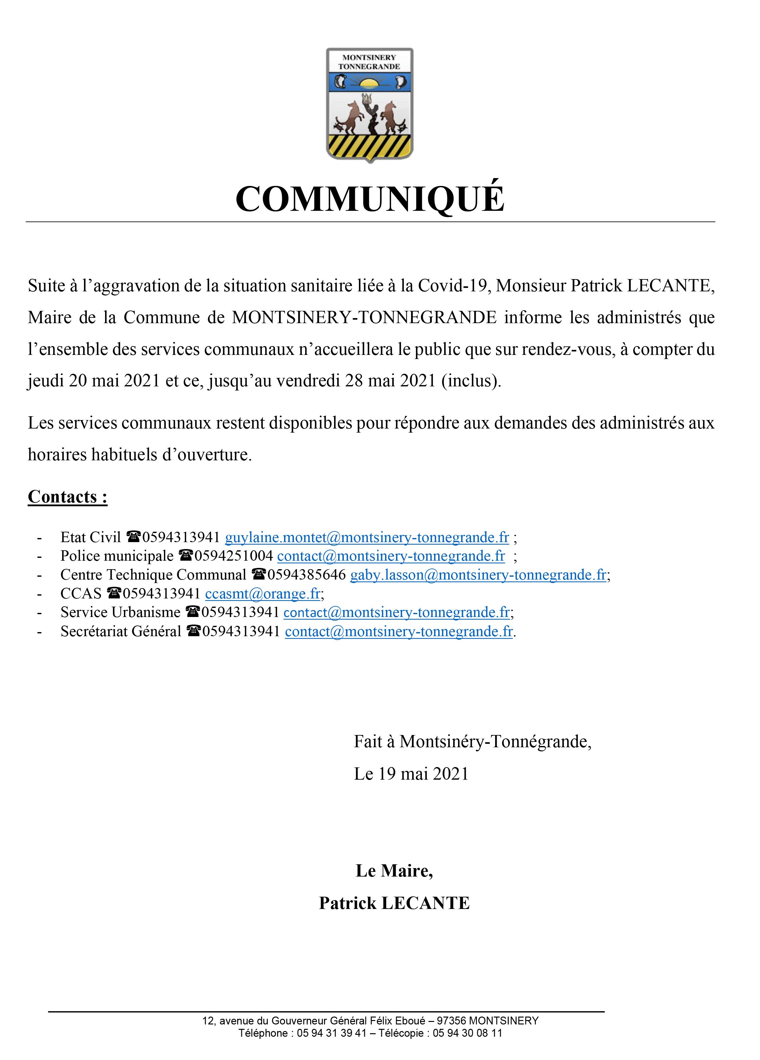 Microsoft Word - COMMUNIQUE 202104- OUVERTURE SUR RDV BAT (v3